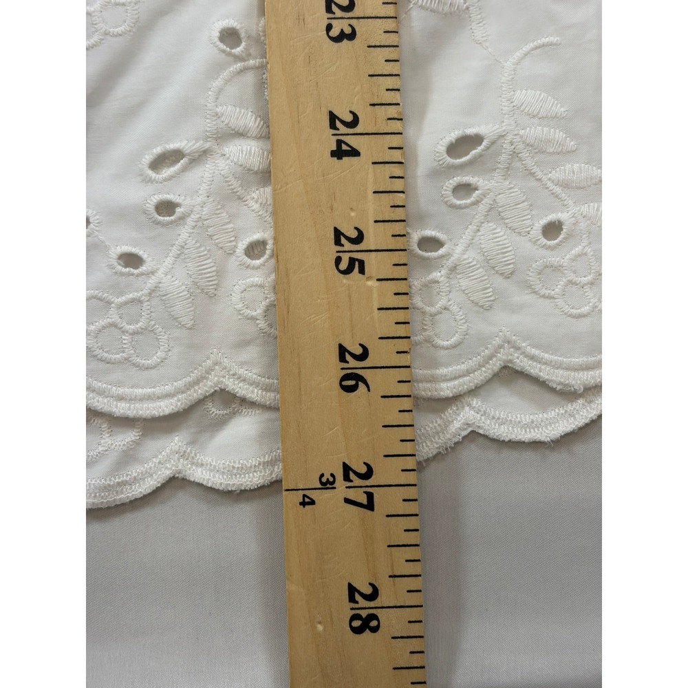 Anthropologie High Rise Cotton Poplin Eyelet Scalloped Balloon Sleeve S NEW - Picture 11 of 13